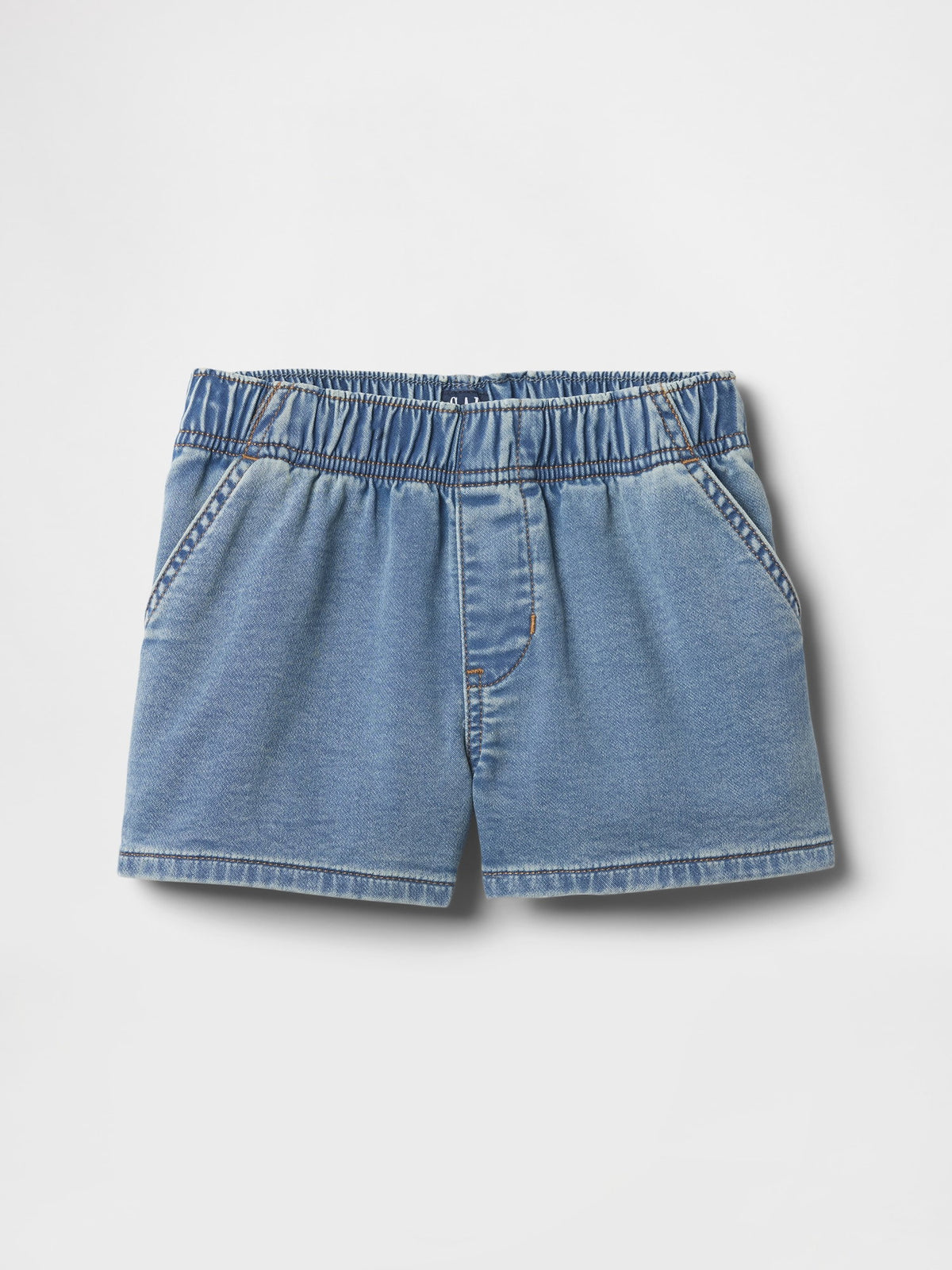 Açık Mavi High Rise Pull-on Eşofman Altı Jean Şort