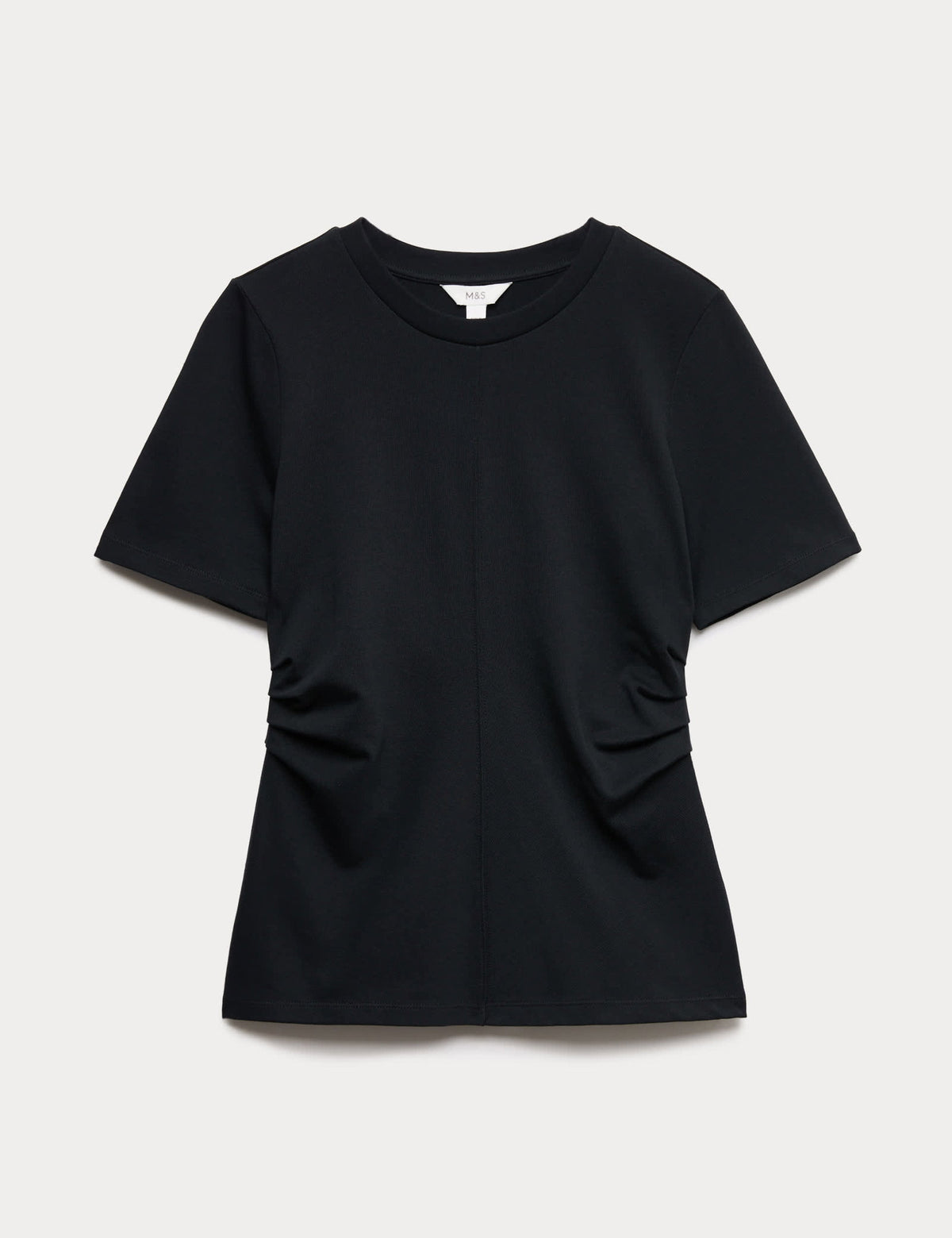 Saf Pamuklu Büzgülü T-shirt