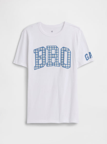 Beyaz Big Bro Grafik Baskılı T-shirt