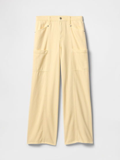 Sarı Baggy Utility Jean Pantolon