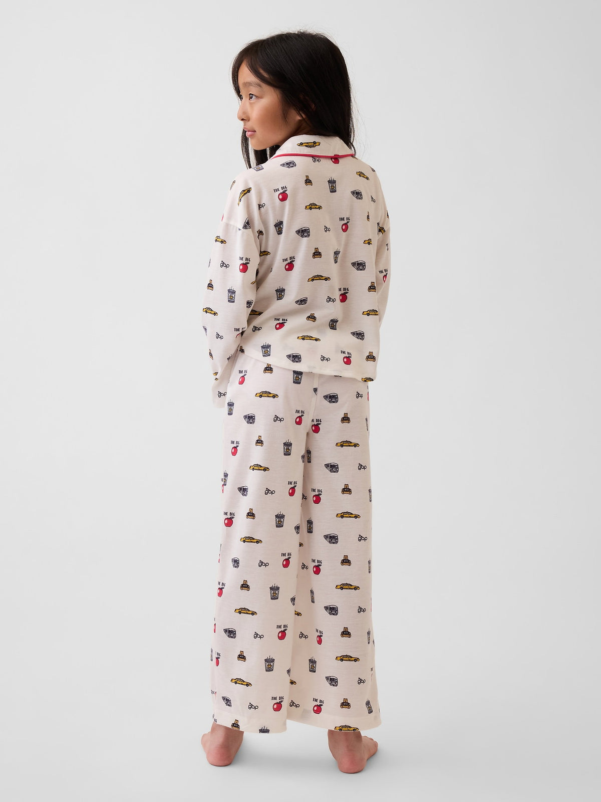 Kırık Beyaz Recycled Baskılı Pijama Takımı