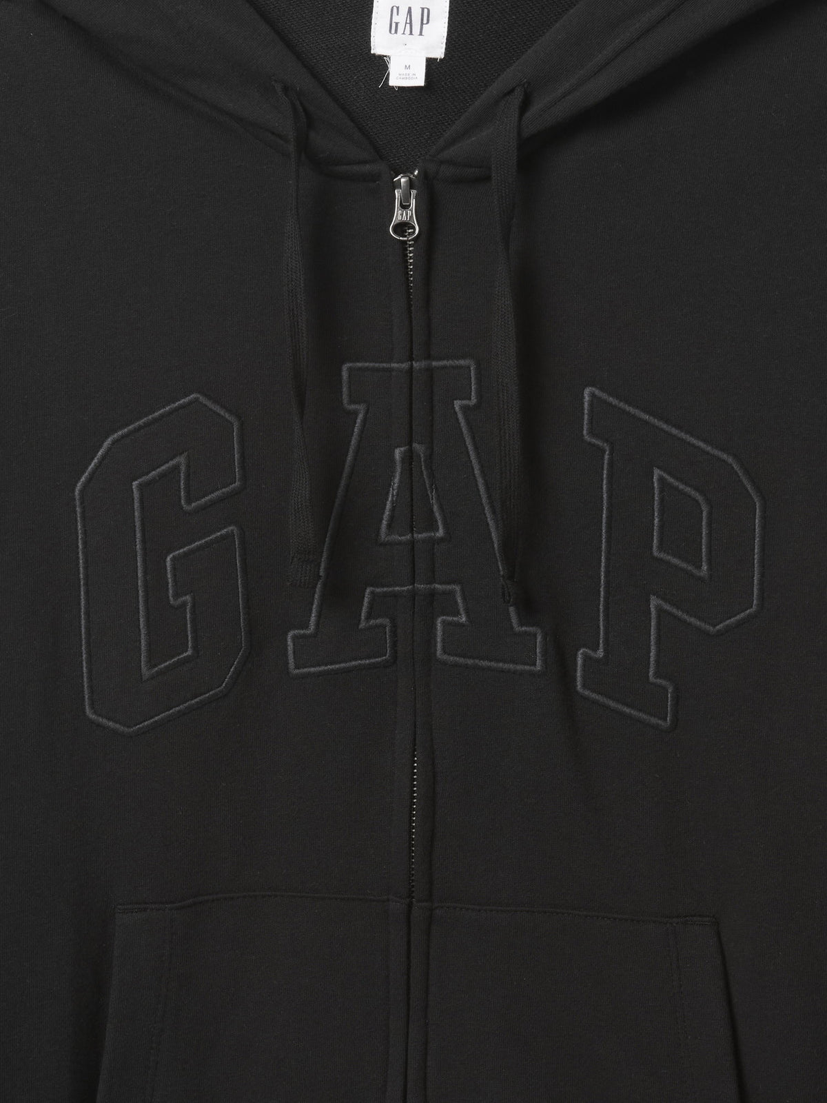 Siyah Gap Logo Fermuarlı Fransız Havlu Kumaş Sweatshirt