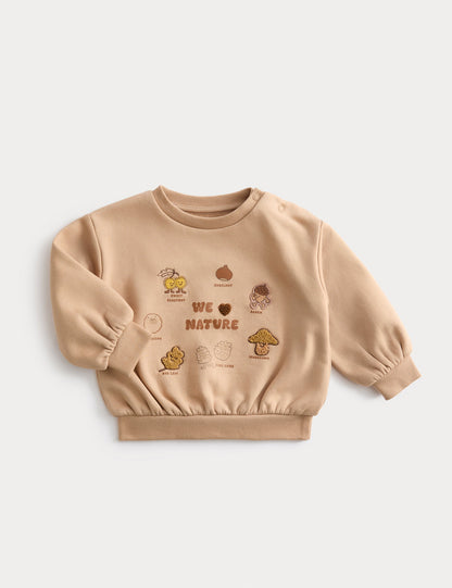Pamuk Karışımlı Desenli Sweatshirt (0–3 Ay)