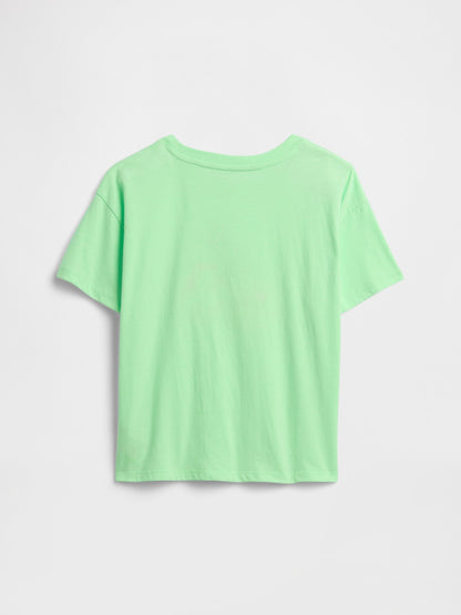 Açık Yeşil Relaxed Grafik Baskılı T-shirt