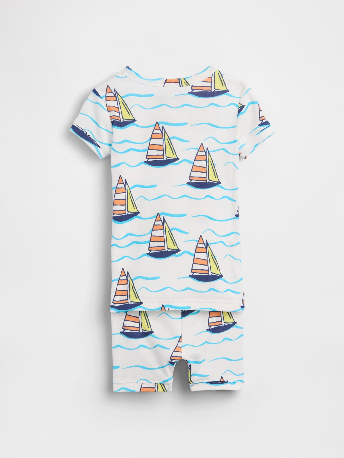 Beyaz Organik Brushed Pamuk Yelkenli Şort Pijama Takımı