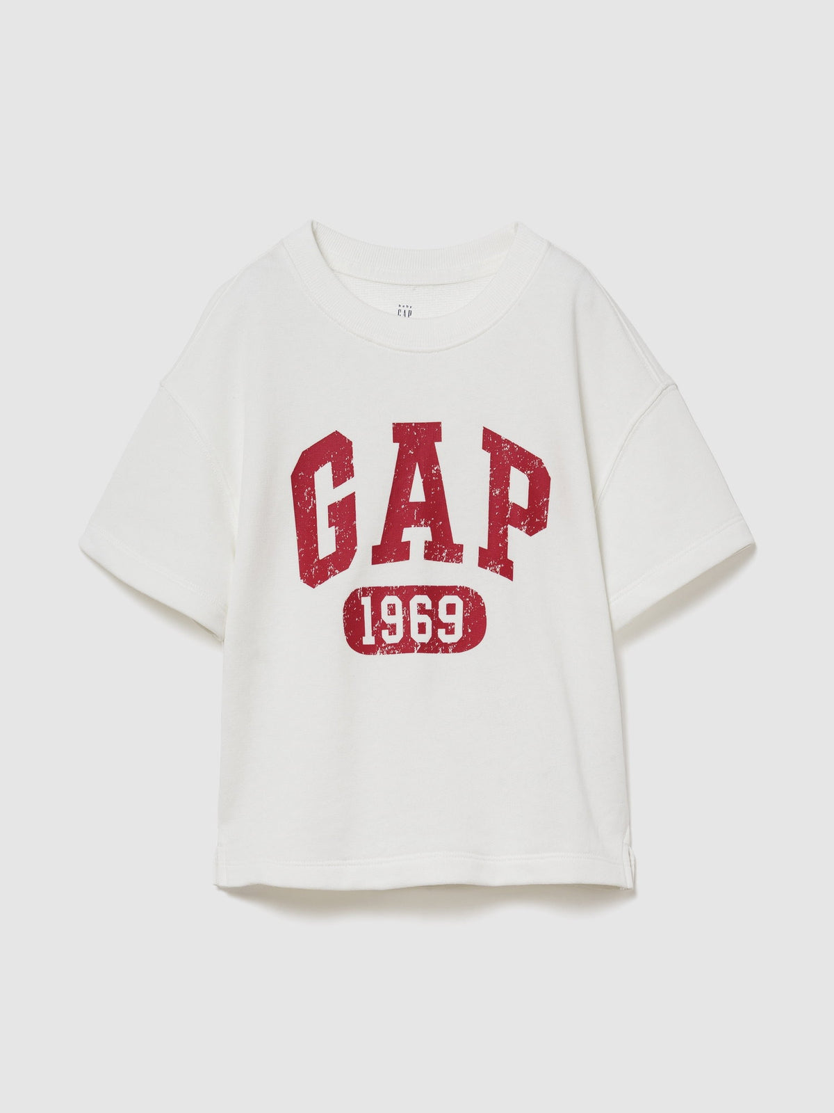 Beyaz Fransız Havlu Kumaş Gap Logo T-shirt