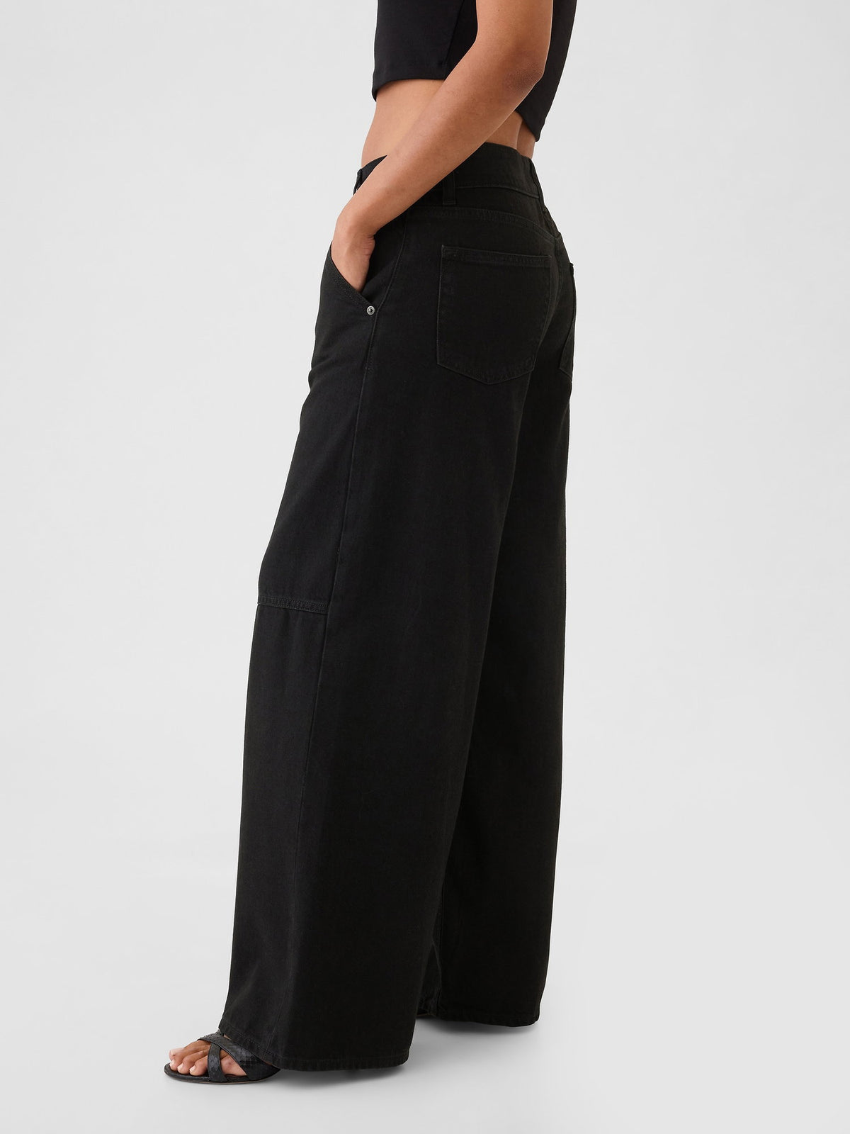 Siyah Mid Rise Ultrasoft Baggy Jean Pantolon