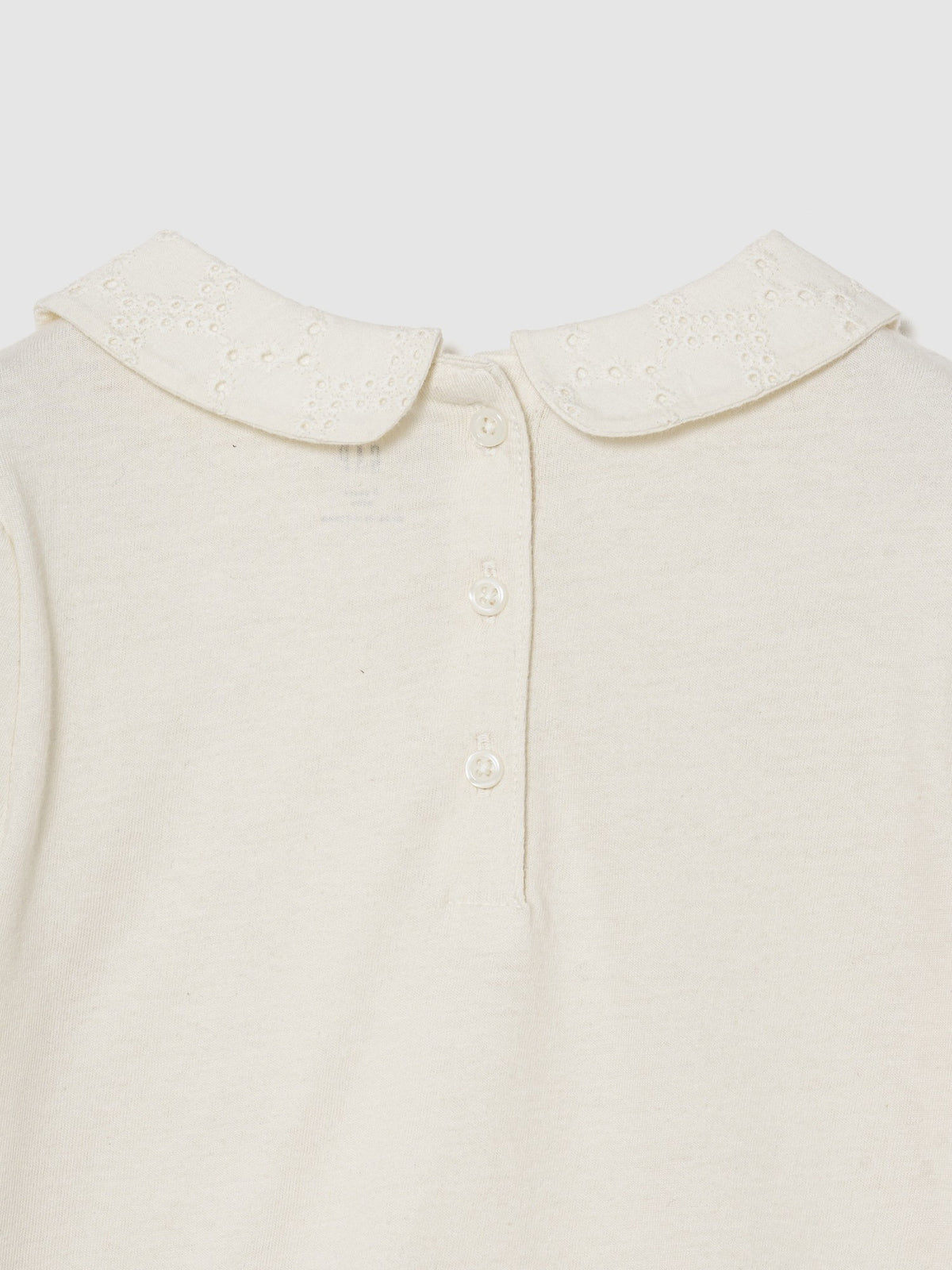 Krem Puff Sleeve Yaka T-shirt