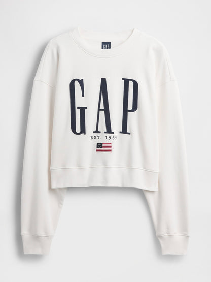 Beyaz Vintagesoft Oversized Gap Logo Sweatshirt