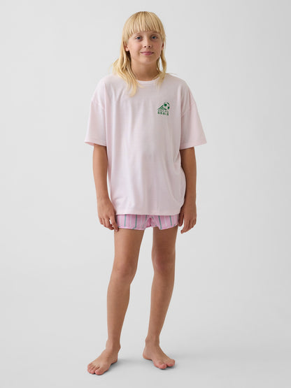 Açık Pembe Recycled Pijama Şort Takımı
