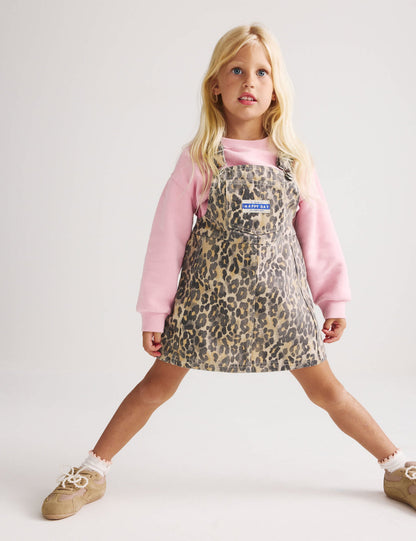 2 Parça Denim Leoparlı Çocuk Takımı