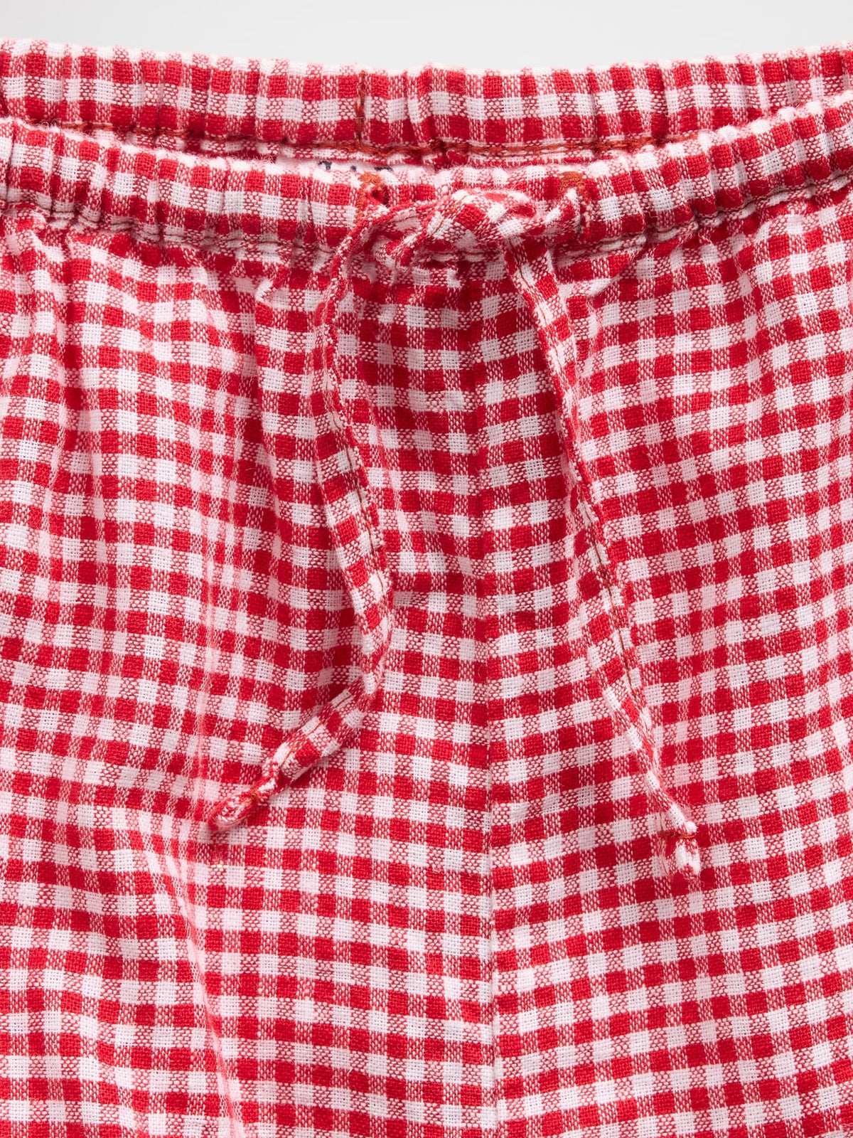 Kırmızı Keten Karışımlı Gingham Easy Şort