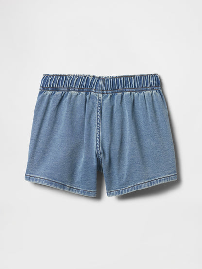 Açık Mavi High Rise Pull-on Eşofman Altı Jean Şort