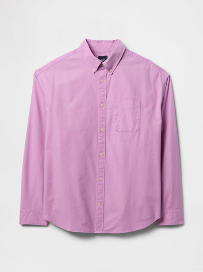 Mor Desenli Oxford Big Gömlek