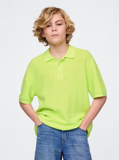 Sarı Relaxed Sweatshirt Polo T-shirt