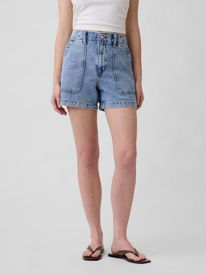 Açık Mavi 4 High Rise Supersoft Denim Utility Şort