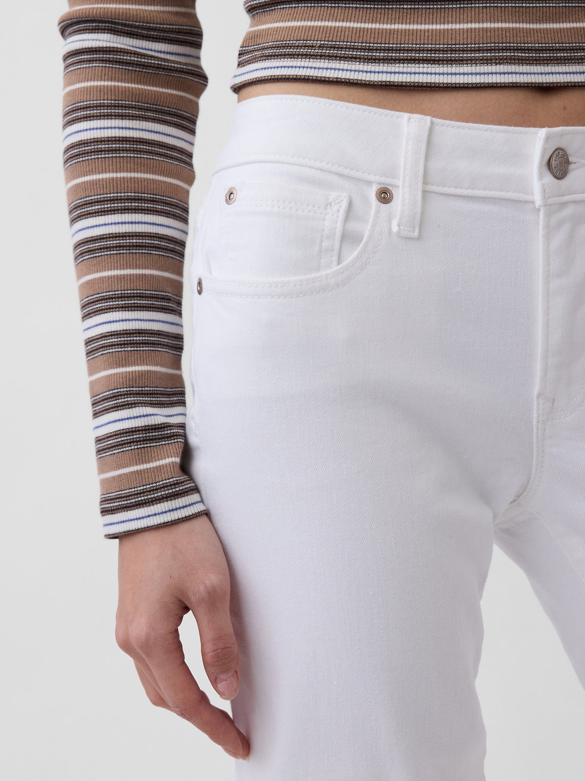 Beyaz Low Rise Long & Lean Jean Pantolon