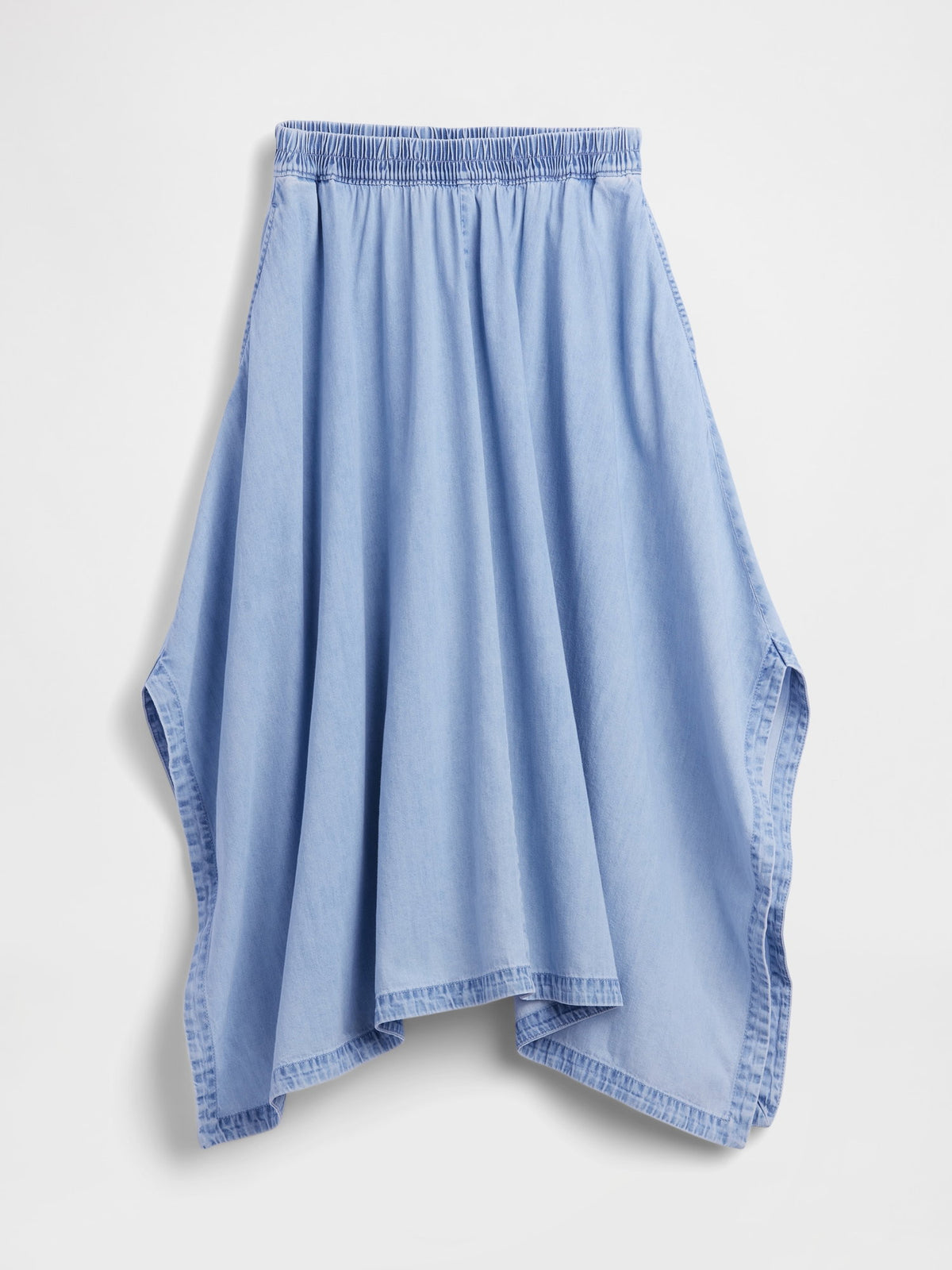 Açık Mavi Denim Midi Handkerchief Etek