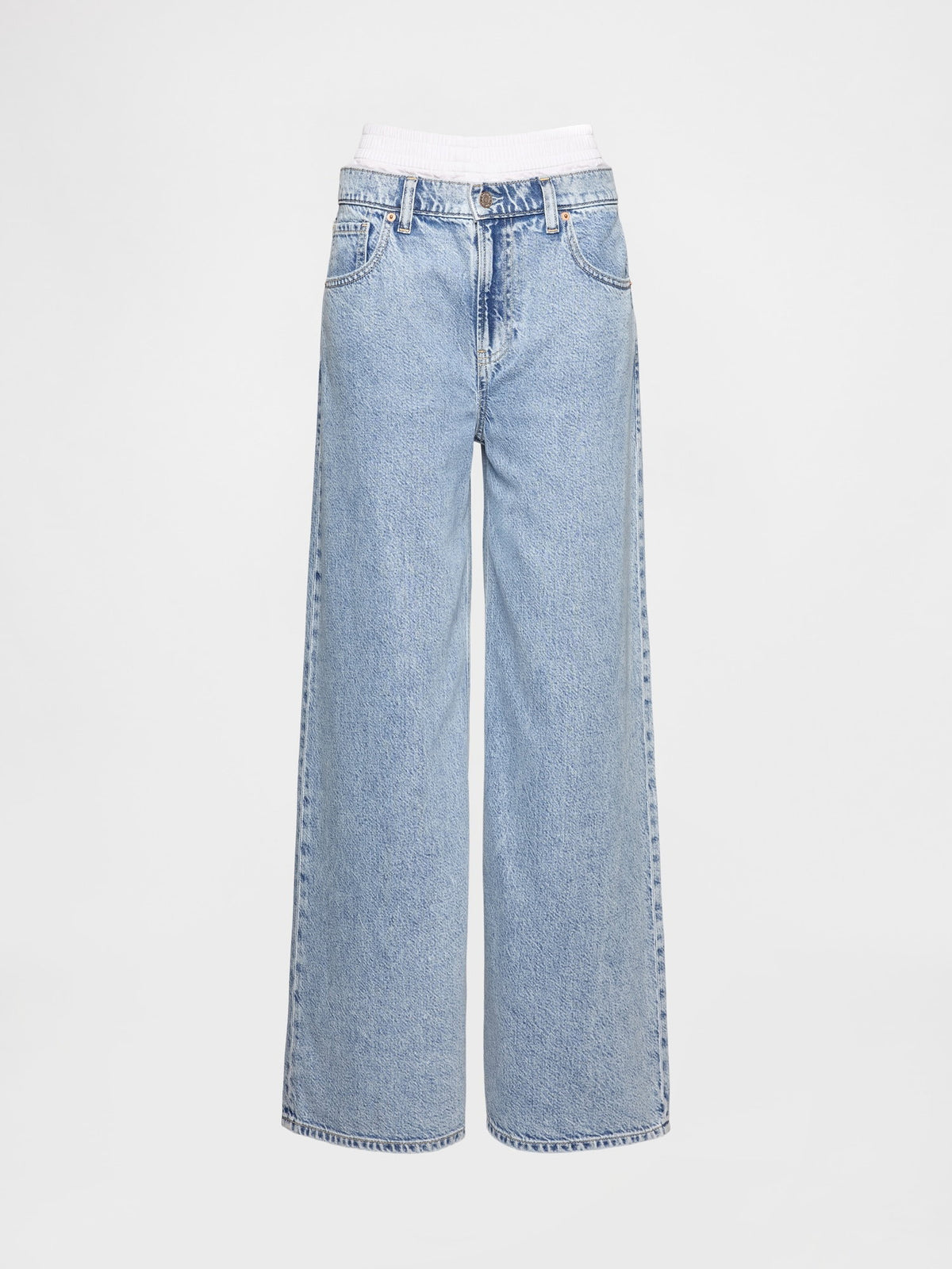 Açık Mavi Mid Rise Ultrasoft Boxer Baggy Jean Pantolon