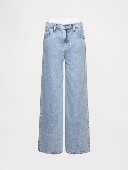 Açık Mavi Mid Rise Ultrasoft Boxer Baggy Jean Pantolon