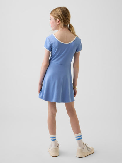 Açık Mavi Cap-sleeve Athletic Elbise