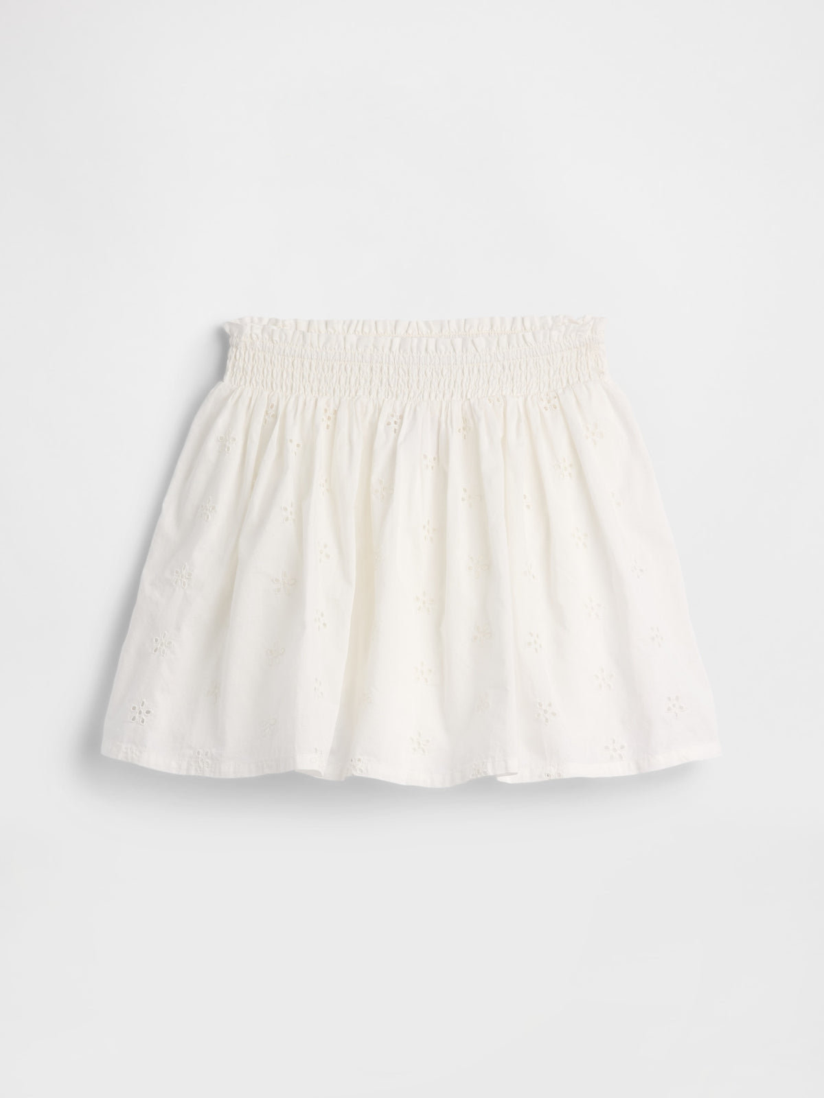 Beyaz Pull-on Smocked Etek