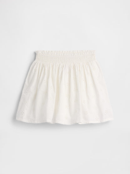 Beyaz Pull-on Smocked Etek