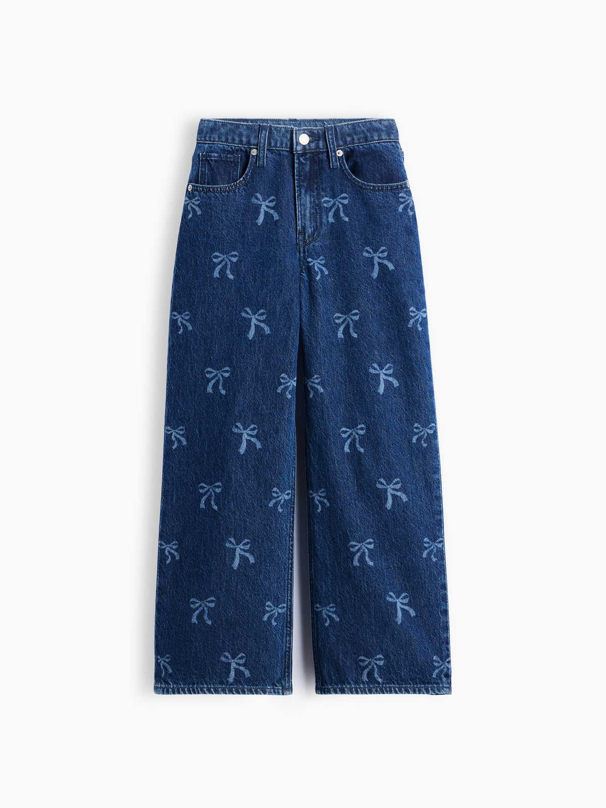 Koyu Mavi Low Rise Stride Wide-leg Jean Pantolon