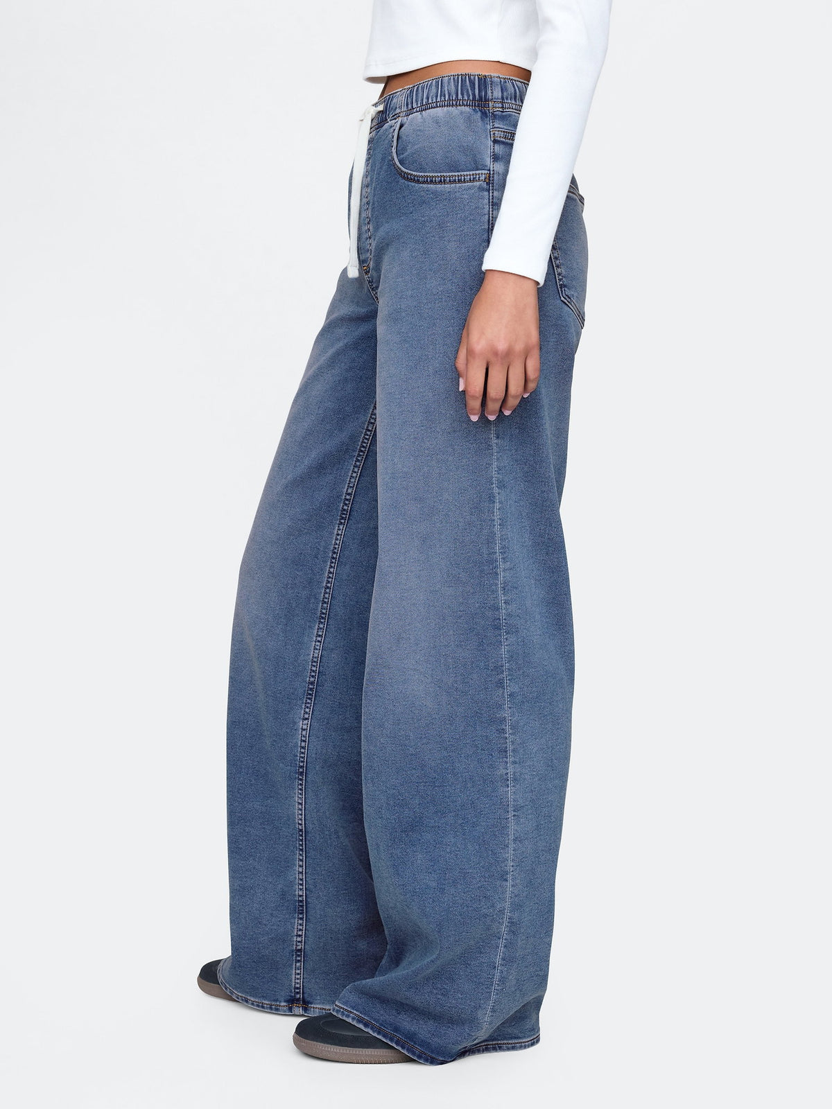 Lacivert Mid Rise Easy Baggy Jean Pantolon