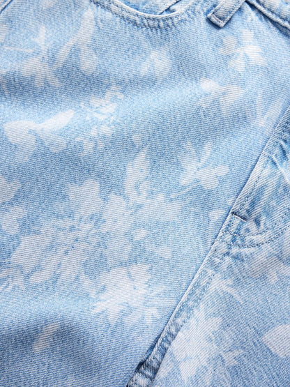 Açık Mavi Mid Rise Ultrasoft Baggy Jean Pantolon