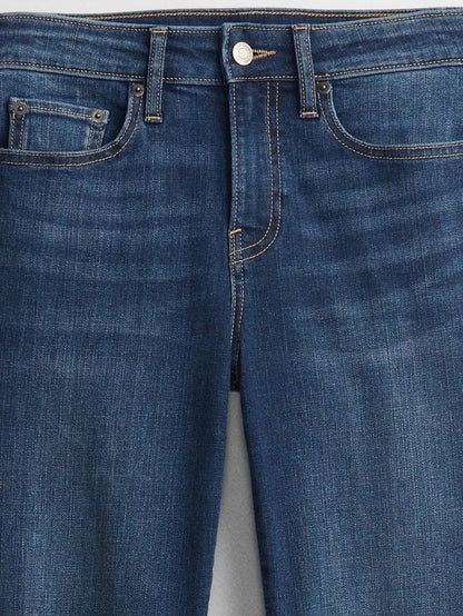 Koyu Mavi Mid Rise Straight Jean Pantolon