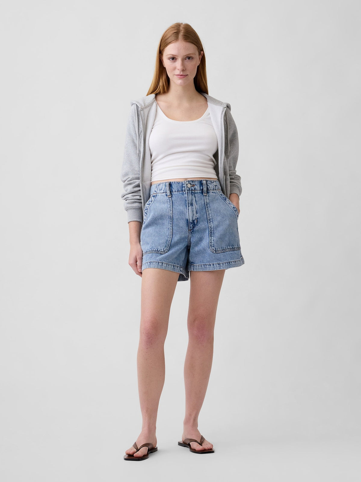 Açık Mavi 4 High Rise Supersoft Denim Utility Şort