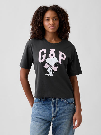 Koyu Gri Peanuts Oversized Gap Logo T-shirt