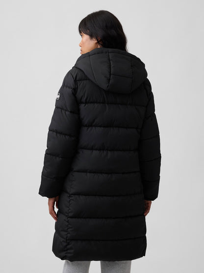Siyah Relaxed Midi Puffer Şişme Mont