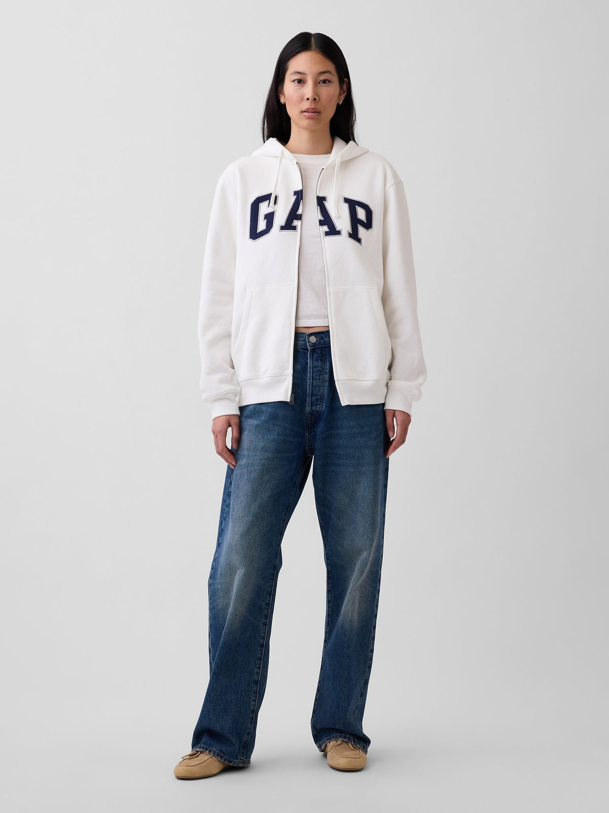 Koyu Yeşil Vintagesoft Arch Logo Tam Fermuarlı Sweatshirt