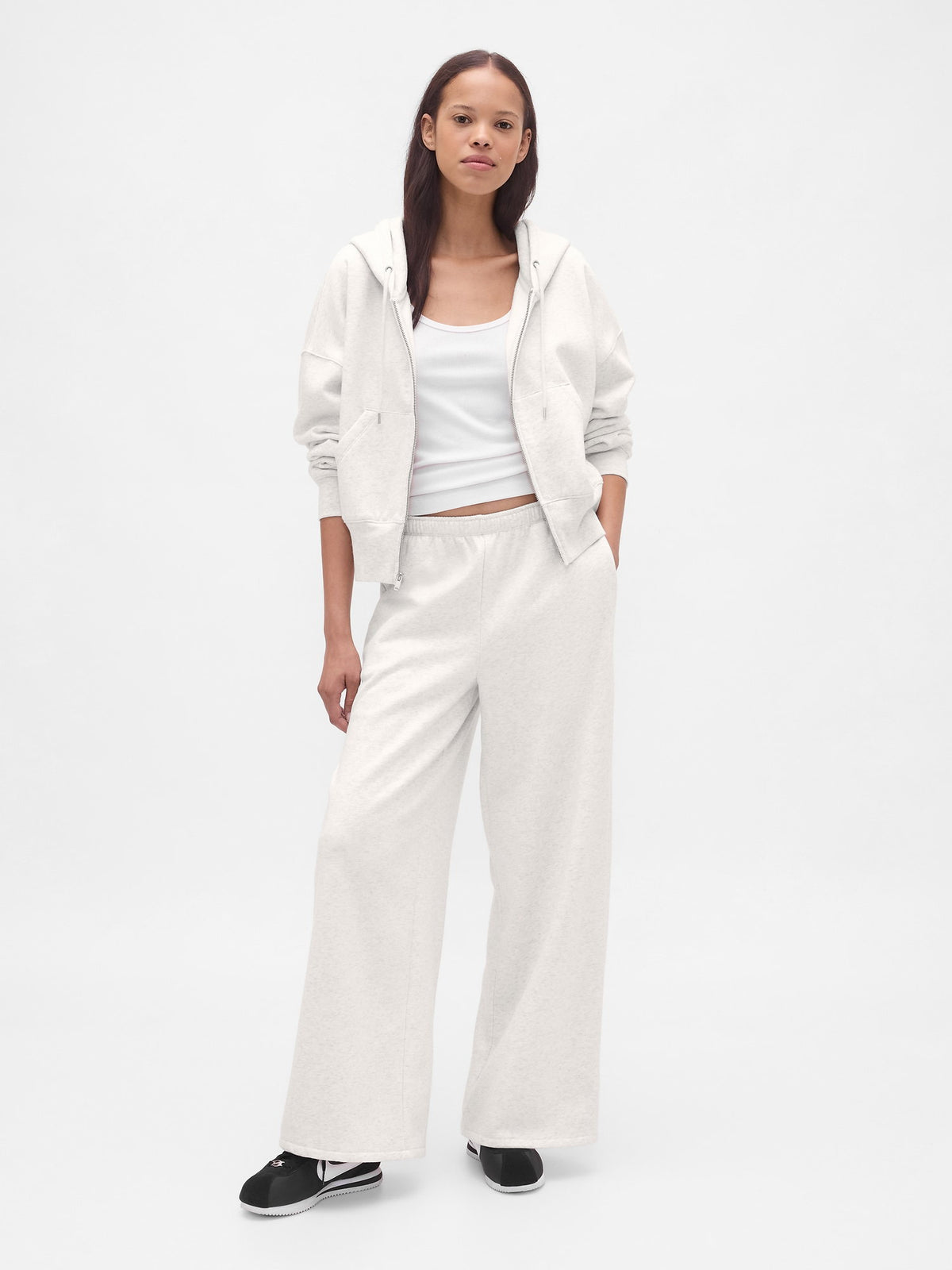 Kırık Beyaz Vintagesoft Wide-leg Baggy Eşofman Altı