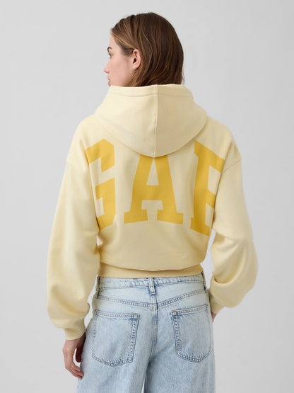 Sarı Vintagesoft Oversized Crop Logo Sweatshirt