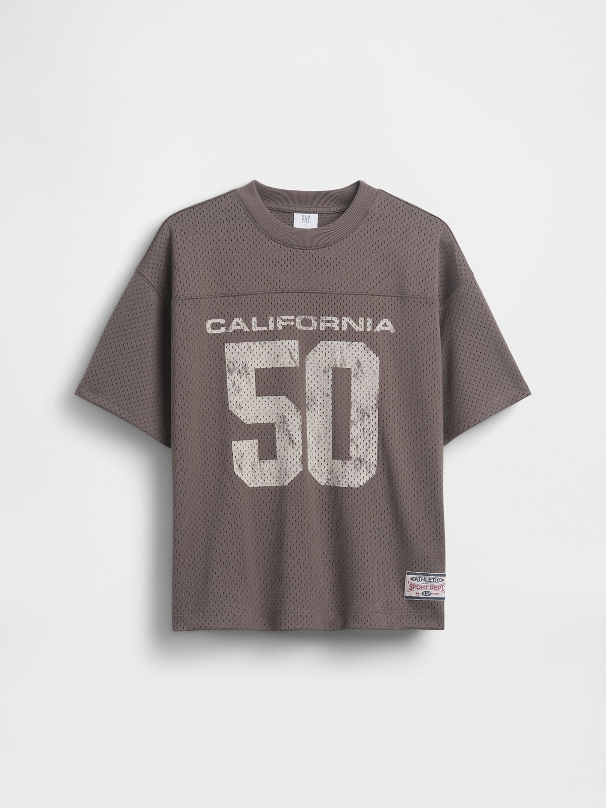 Kahverengi Mesh Oversized Grafik Jersey T-shirt