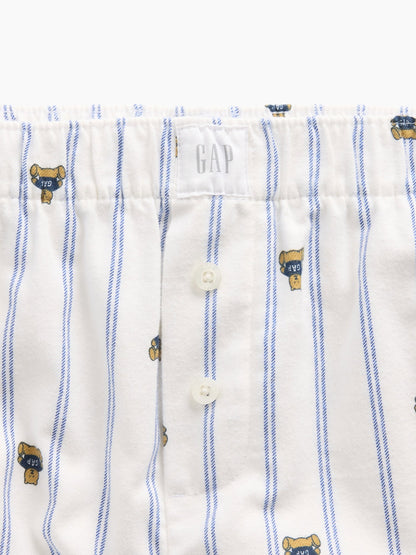Beyaz Softest Flannel Boxer Şort Pijama Altı