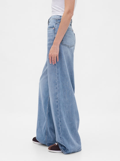 Açık Mavi Mid Rise Ultrasoft Baggy Jean Pantolon