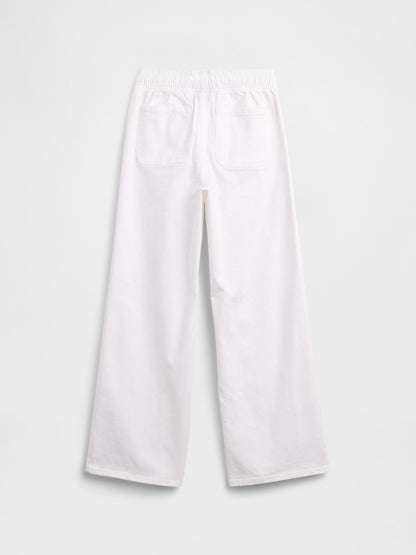 Beyaz Mid Rise Pull-on Wide-leg Jean Pantolon