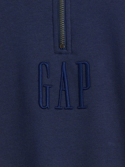 Kırmızı Heavyweight Oversized Logo Yarım Fermuarlı Sweatshirt