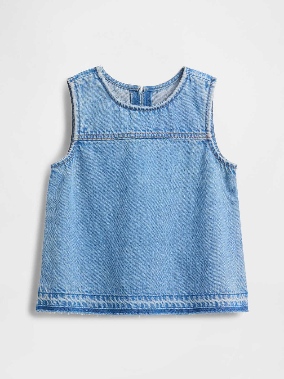 Açık Mavi Denim Shell Kolsuz Bluz