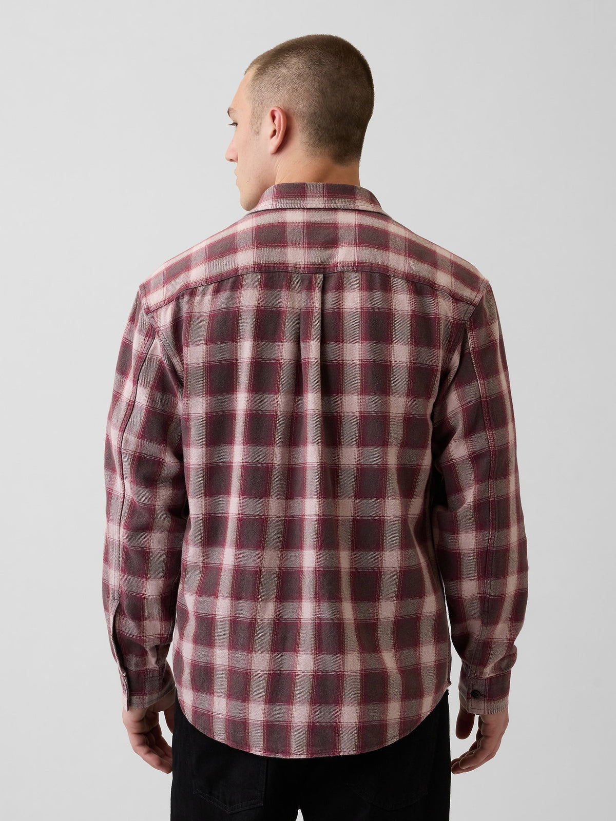 Bordo Twill Relaxed Kareli Gömlek