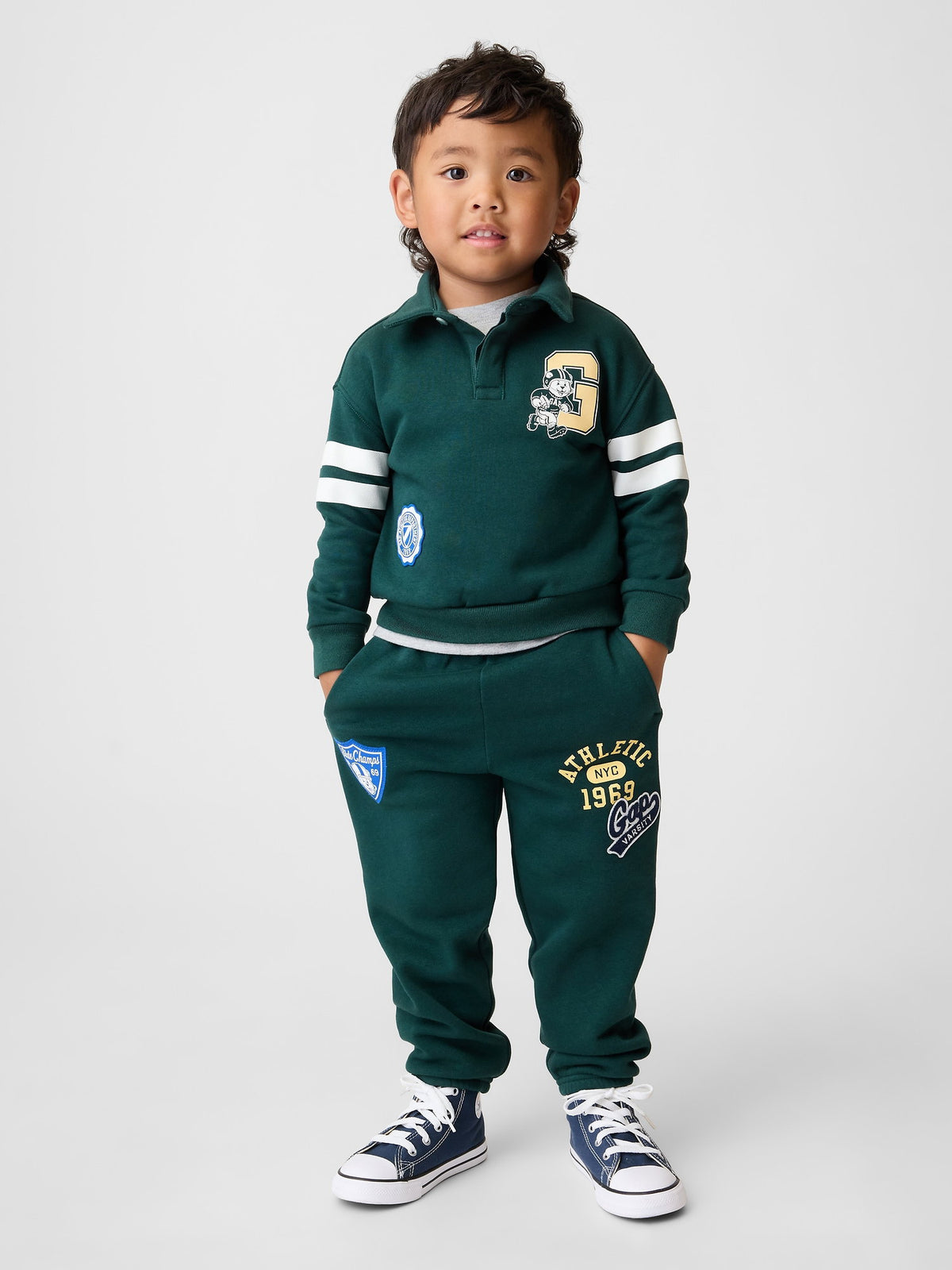 Koyu Yeşil Vintagesoft Varsity Logo Eşofman Altı