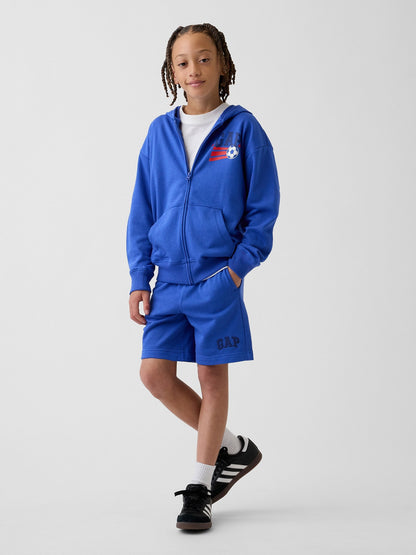 Kobalt Mavisi Relaxed Gap Grafik Fransız Havlu Kumaş Fermuarlı Sweatshirt
