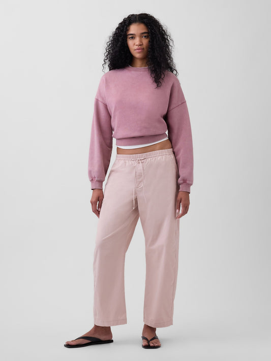 Açık Pembe Mid Rise Easy Barrel Khaki Pantolon