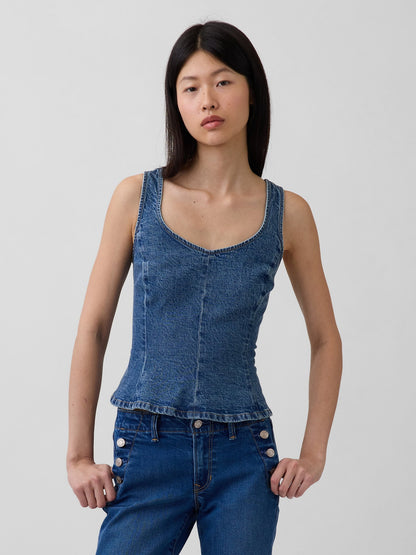 Mavi Denim Fitted Peplum Bluz