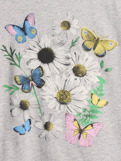 Beyaz Relaxed Grafik Baskılı T-shirt