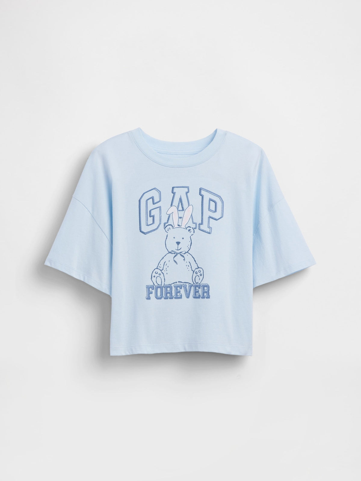 Açık Mavi Oversized Grafik Logo T-shirt